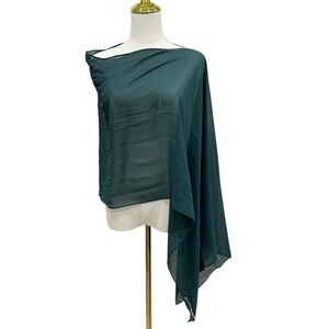 Eileen Fisher Pine Sheer Silk Georgette Chiffon Wrap One Size $138 NWT Green